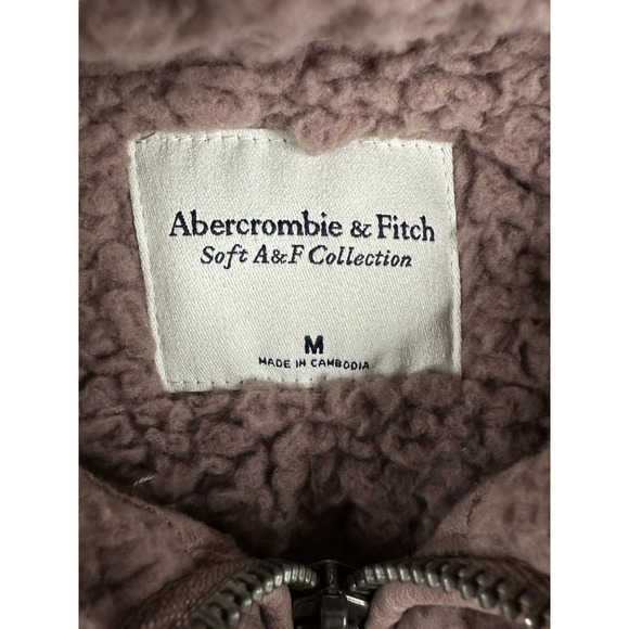 Abercrombie & Fitch Soft A&F Sherpa Pullover Sweatshirt Outdoor Mauve Medium - Picture 5 of 11